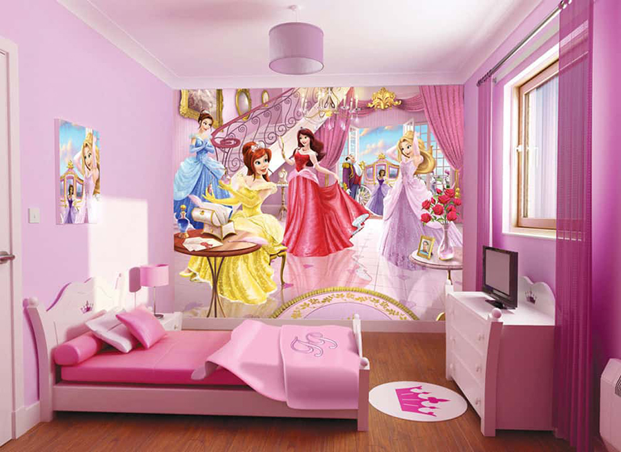 Họa tiết hình công chúa điểm tô hoàn hảo cho không gian phòng ngủ phong cách cổ tích
